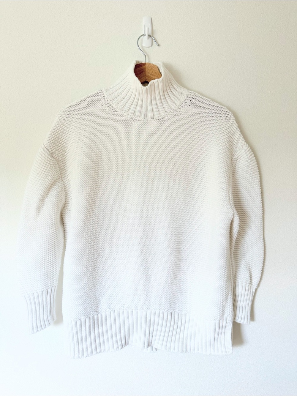 French Connection Cream Ribbed Turtleneck Sweater 100%Cotton